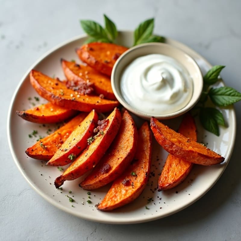 Crispy Sweet Potato Wedges with Turkey Bacon Crumbles