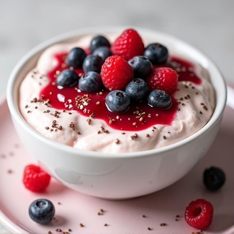Silky Greek Yogurt Protein Mousse with Mixed Berries