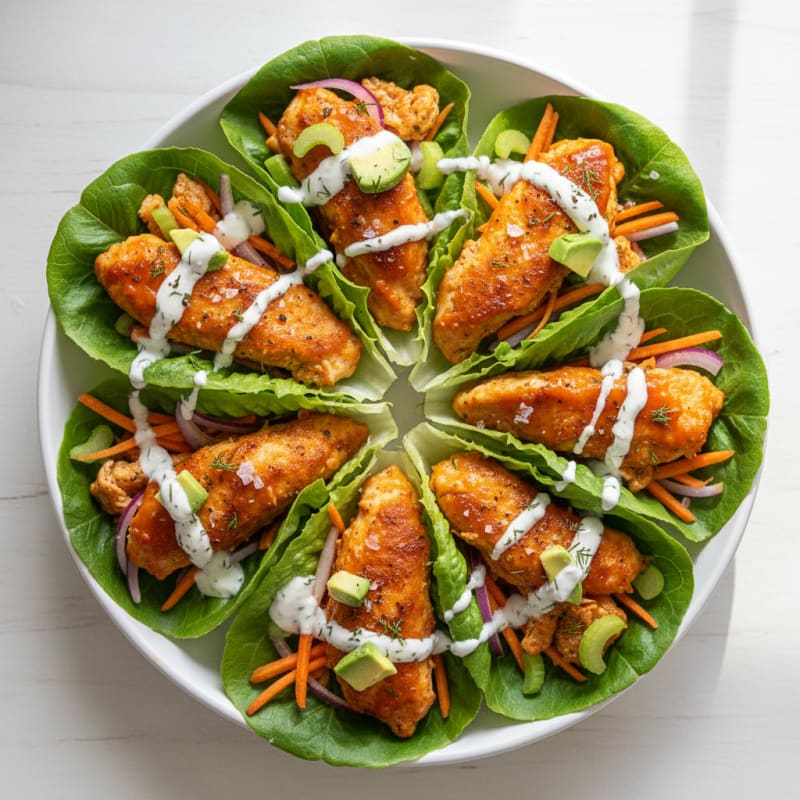 Buffalo Ranch Chicken Lettuce Wraps