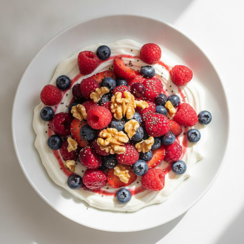 Silky Greek Yogurt Protein Pudding with Mixed Berries