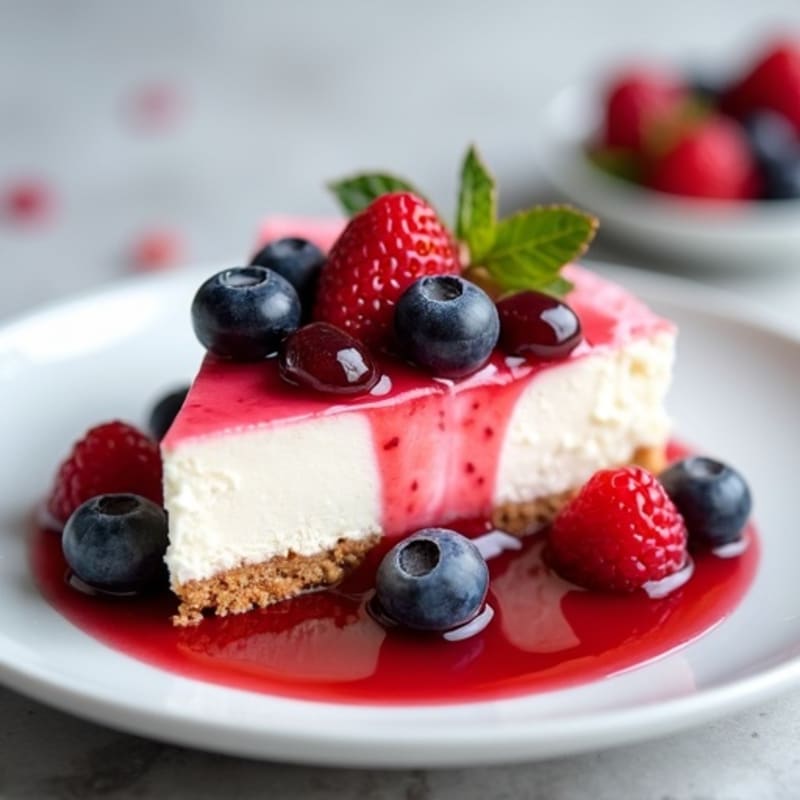 Greek Yogurt Protein Cheesecake with Mixed Berries