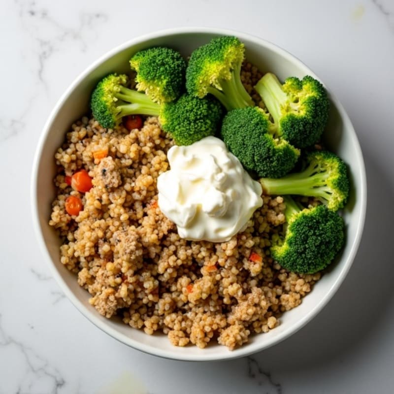 Ground Turkey and Quinoa Power Bowl with Roasted Broccoli
