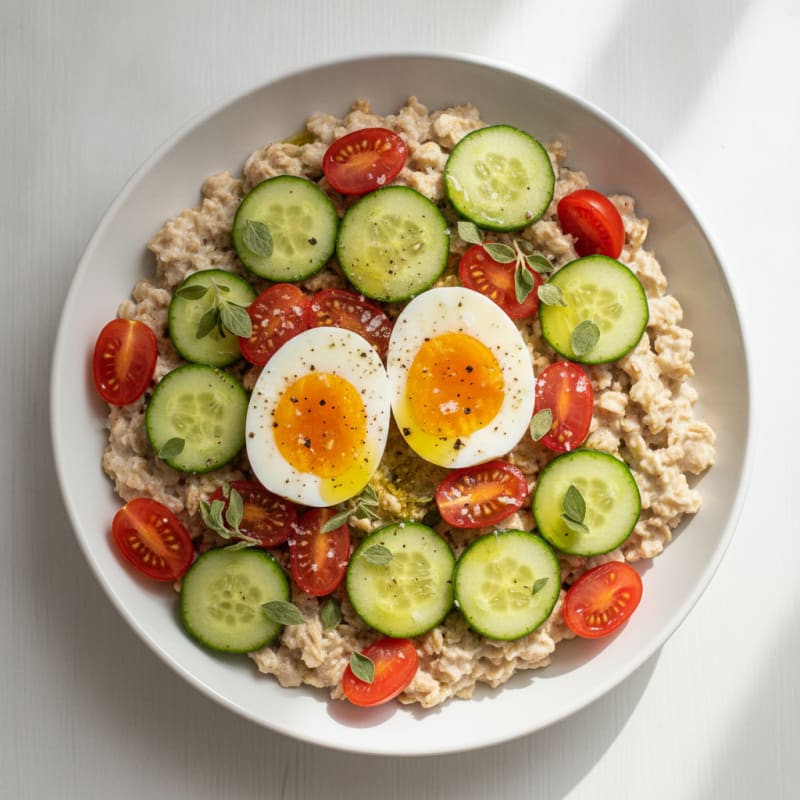 Mediterranean Savory Yogurt and Oat Bowl