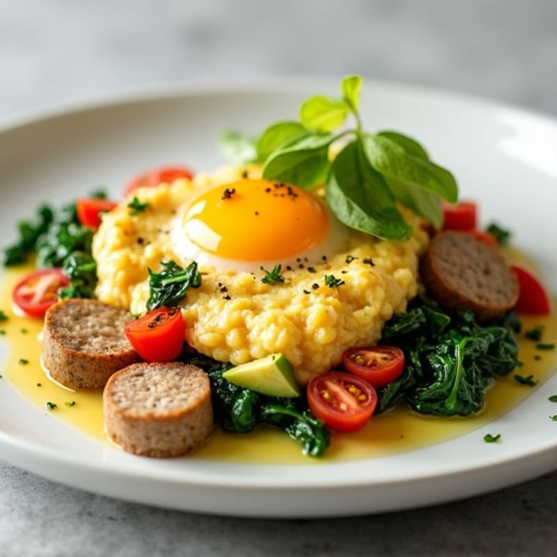 Egg White and Turkey Sausage Scramble with Spinach