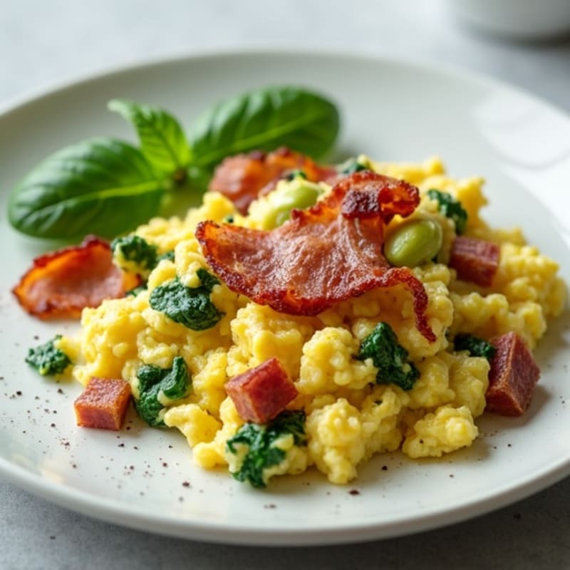 Egg White Scramble with Spinach and Turkey Bacon