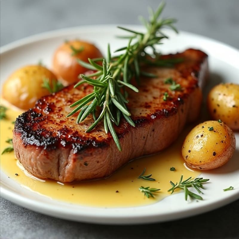 Herb-Garlic Butter Seared Steak with Roasted Baby Potatoes