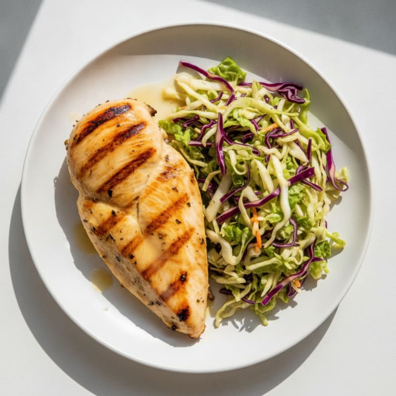 Grilled Chicken Breast with Crunchy Cabbage Slaw