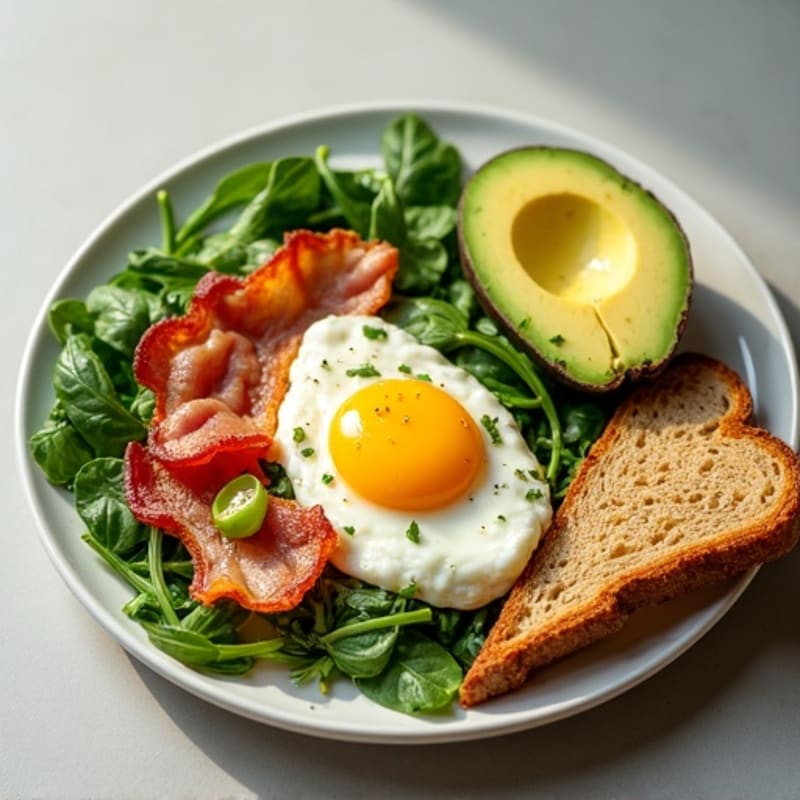 Egg White and Spinach Scramble with Turkey Bacon