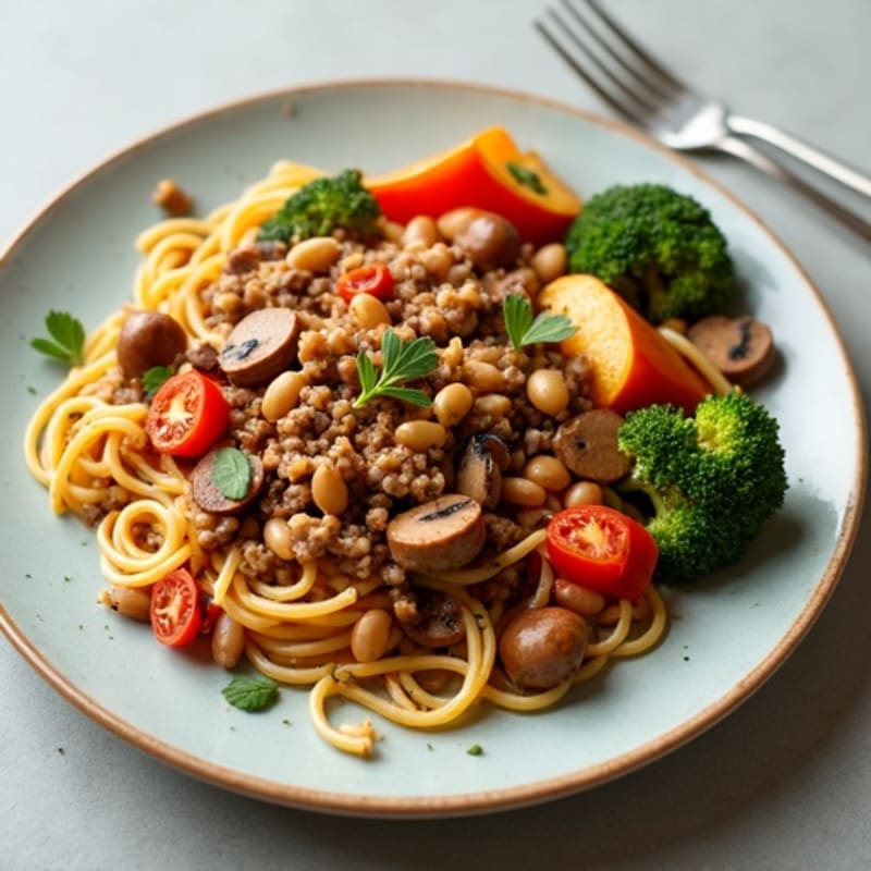 Hearty Mushroom Ragu with Herb-Roasted Vegetables