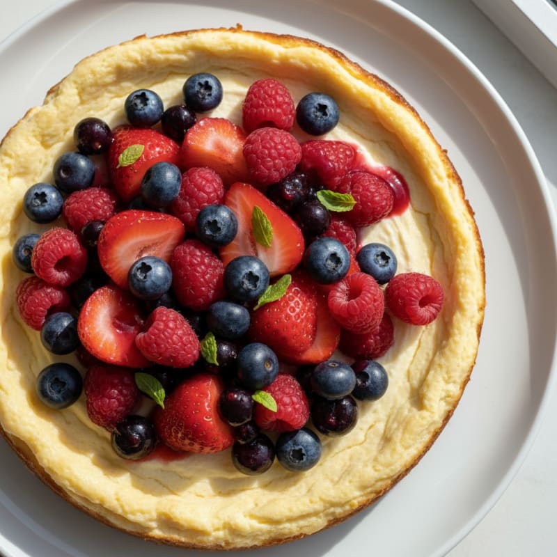 Greek Yogurt Protein Cheesecake with Mixed Berries