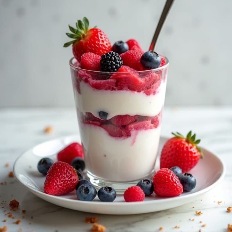 Greek Yogurt Protein Parfait with Mixed Berries and Almond Butter