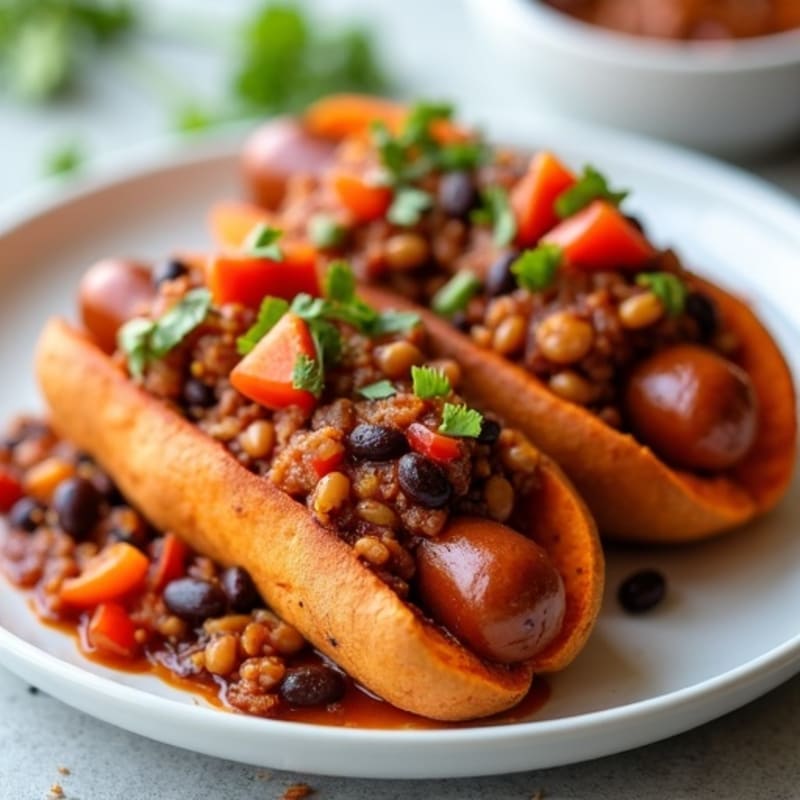 Lean Turkey Chili-Topped Sweet Potato Dogs
