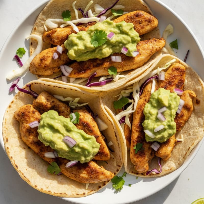 Chicken Street Tacos with Avocado Salsa