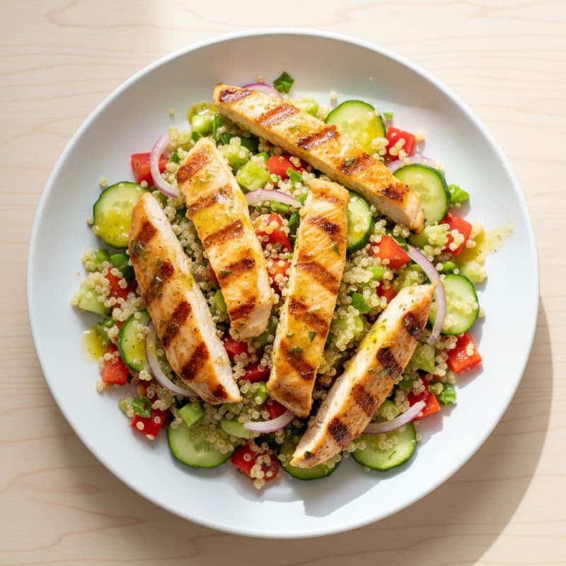 Grilled Chicken and Quinoa Salad with Crunchy Vegetables