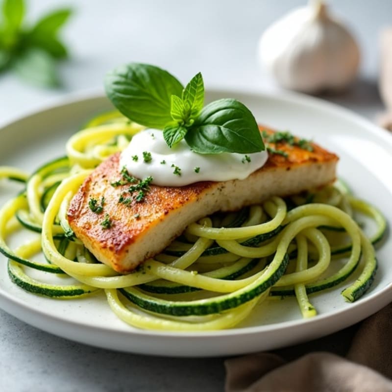 Creamy Pesto Chicken with Zucchini Noodles