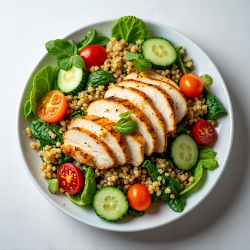 Grilled Chicken and Quinoa Salad with Leafy Greens