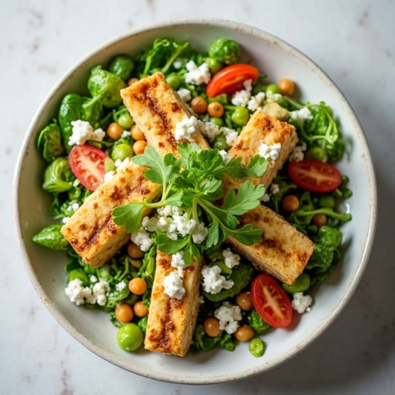 Fresh Sprout Salad with Crispy Chickpeas and Lemon-Herb Vinaigrette