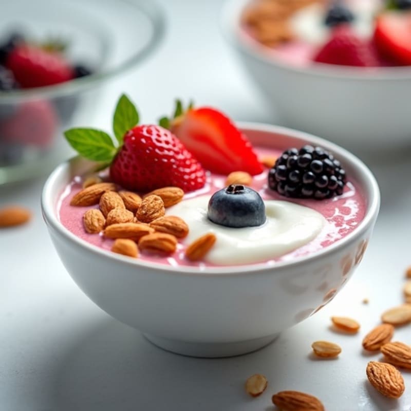 Creamy Greek Yogurt with Fresh Berries and Crunchy Almonds