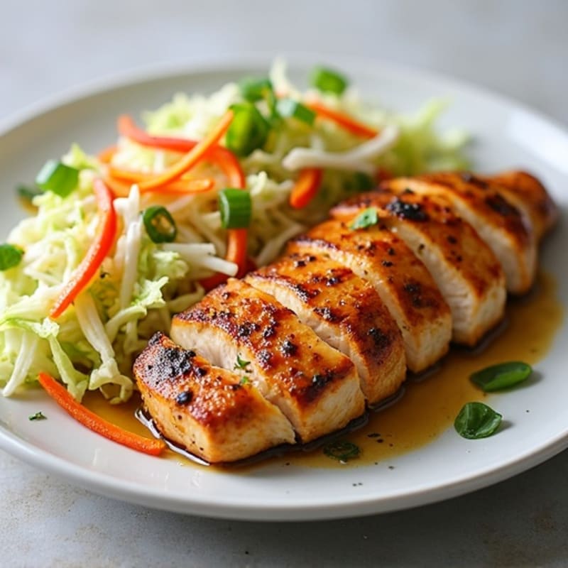 Grilled Chicken Breast with Crunchy Cabbage Slaw