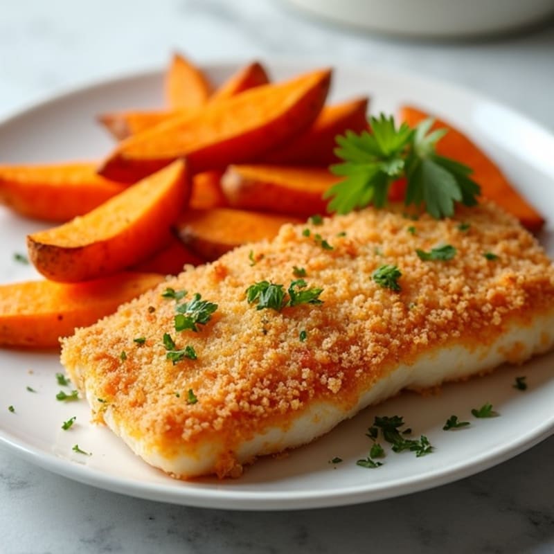 Crispy Baked Fish with Roasted Sweet Potato Fries