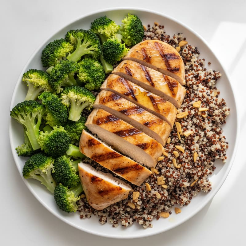 Grilled Chicken Breast with Quinoa and Steamed Broccoli