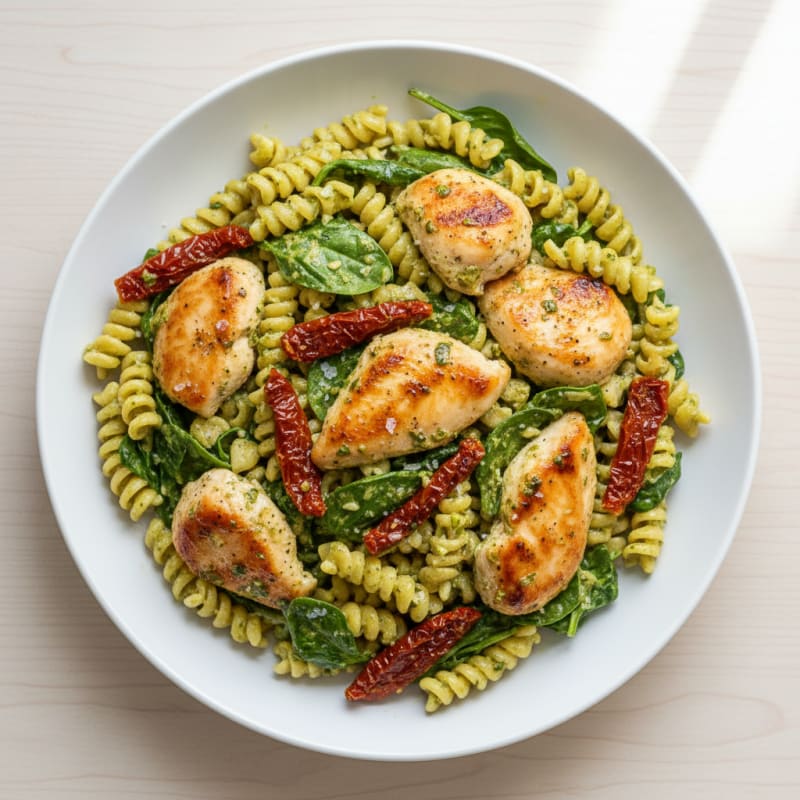 Creamy Pesto Chicken and Sun-Dried Tomato Pasta