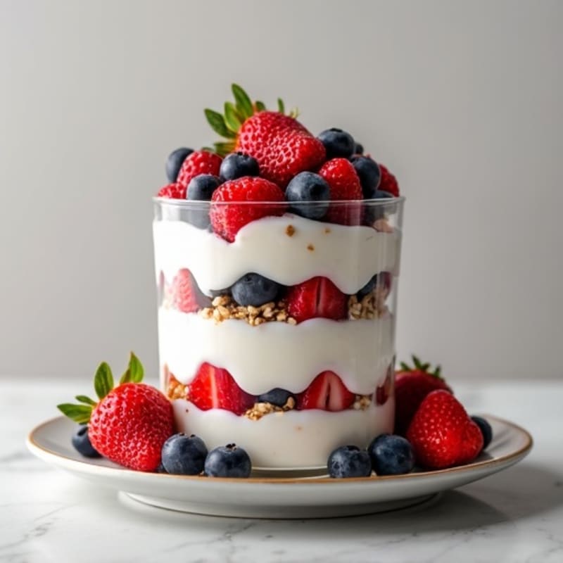 Greek Yogurt Parfait with Mixed Berries and Hemp Seeds