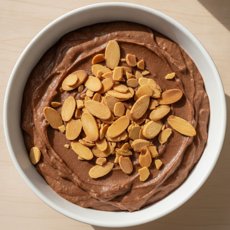 Silky Cottage Cheese Protein Pudding with Sliced Almonds