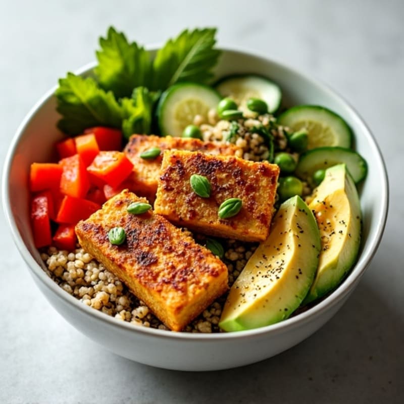 Crispy Baked Tofu Buddha Bowl with Quinoa