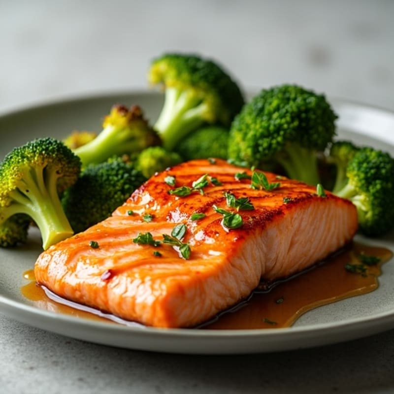 Ginger-Sesame Glazed Salmon with Crispy Broccoli