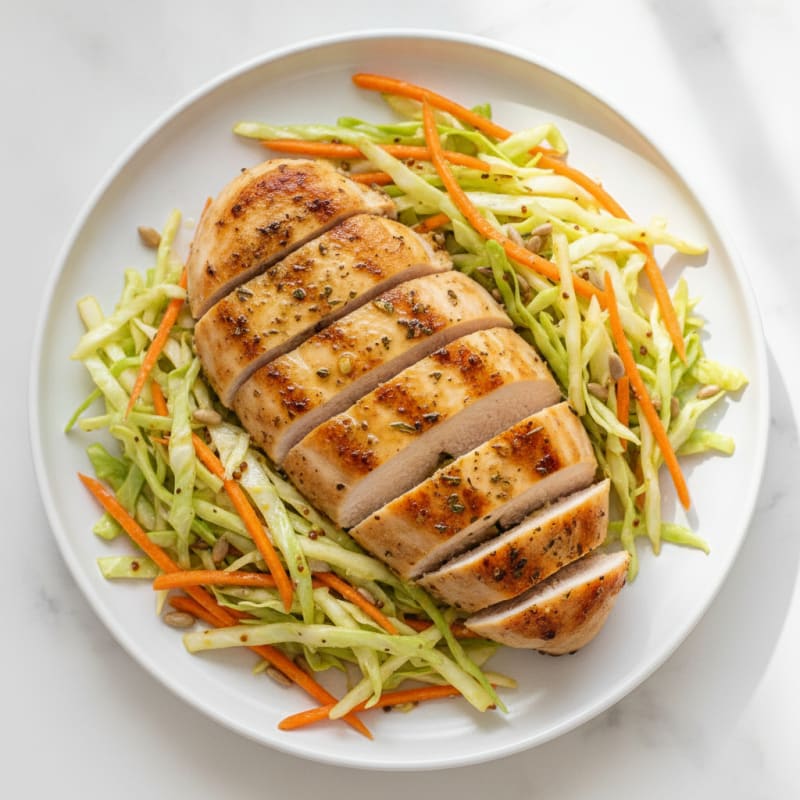 Grilled Chicken Breast with Crunchy Cabbage Slaw