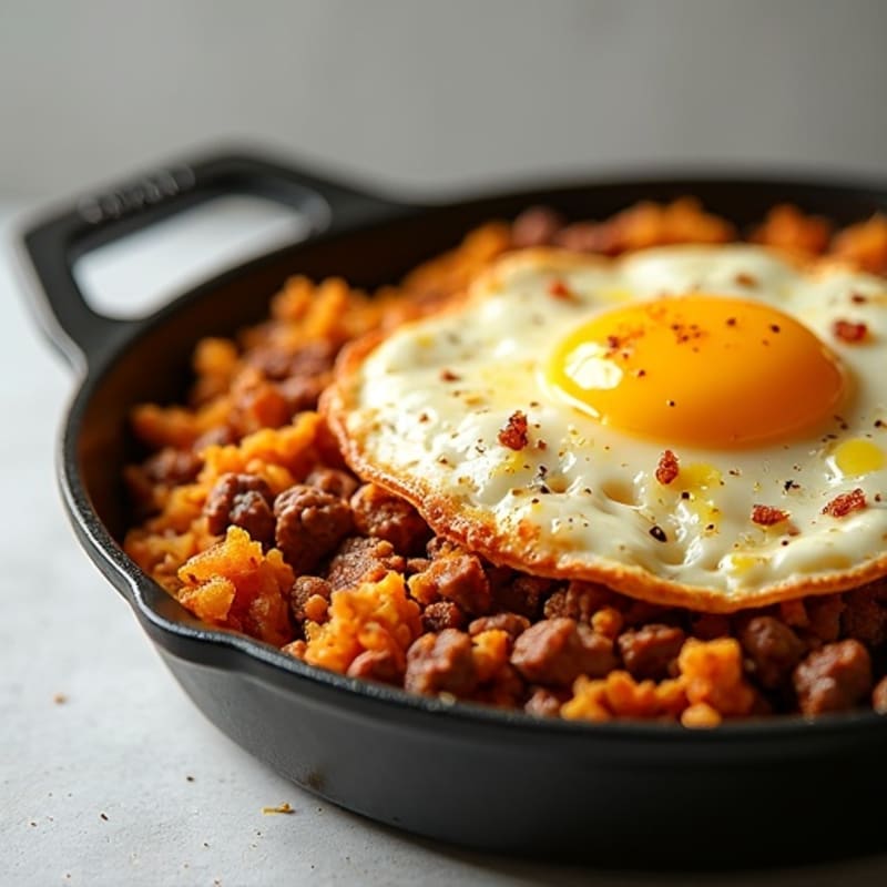 Crispy Beef and Egg Breakfast Skillet