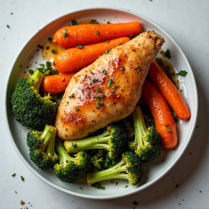 Sheet Pan Maple Glazed Chicken and Roasted Carrots with Crispy Broccoli