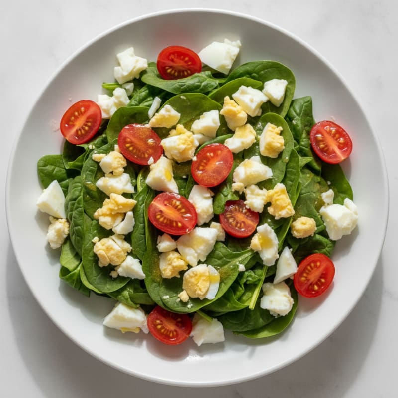 Egg White and Spinach Salad with Cherry Tomatoes