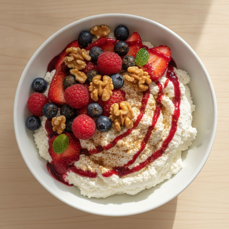 Greek Yogurt Protein Mousse with Mixed Berries