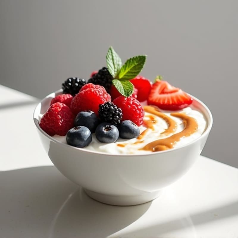 Greek Yogurt Protein Bowl with Mixed Berries and Almond Butter