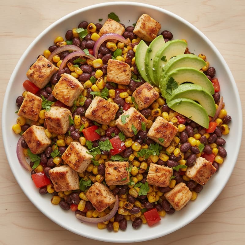 Roasted Corn and Black Bean Medley with Avocado