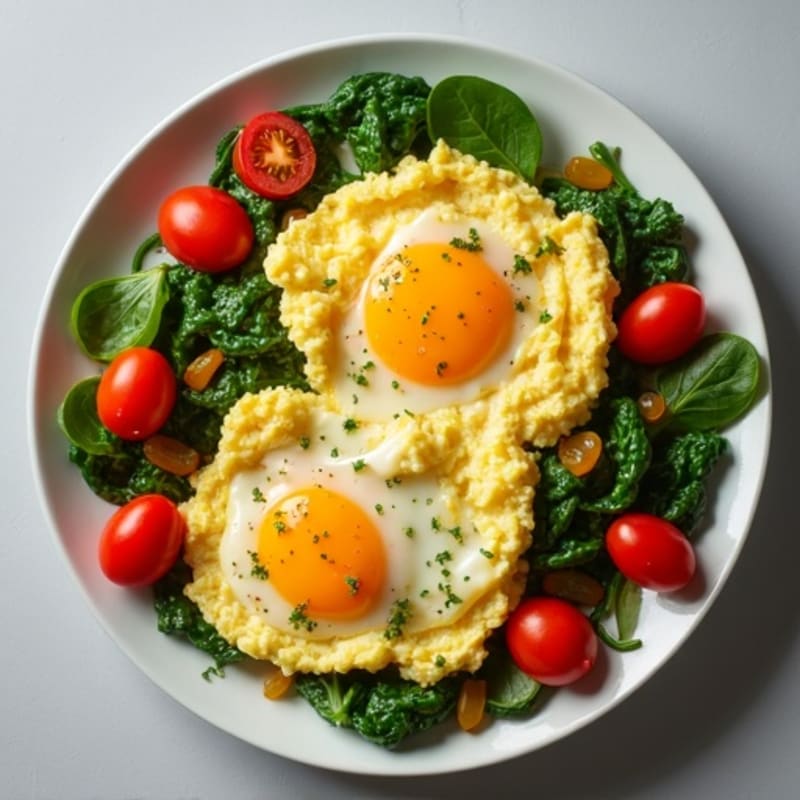 Fluffy Scrambled Eggs with Roasted Vegetables