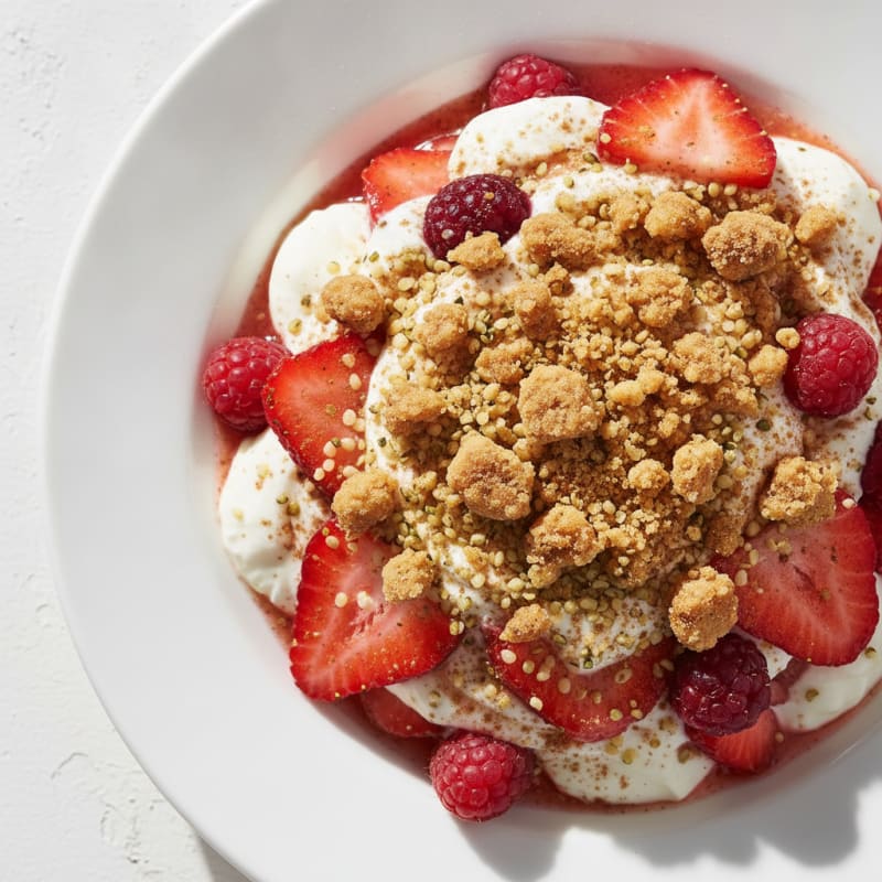 Greek Yogurt Parfait with Mixed Berries and Hemp Seeds