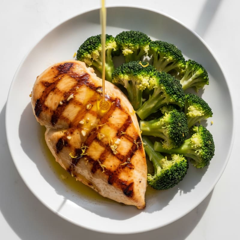 Grilled Lemon Chicken Breast with Steamed Broccoli