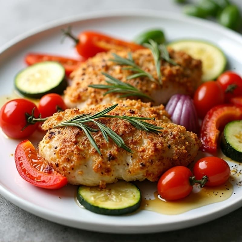 Herb-Crusted Baked Chicken with Roasted Vegetables