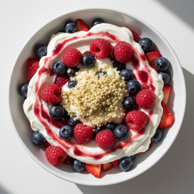 Greek Yogurt Protein Parfait with Mixed Berries and Whey Protein