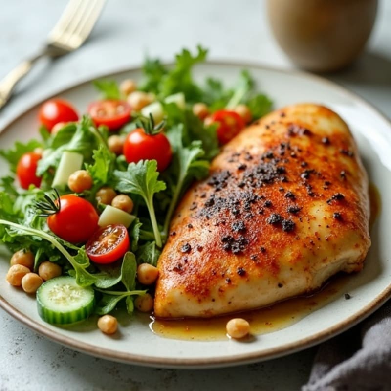 Spiced Roasted Chicken with Fresh Vegetable Salad