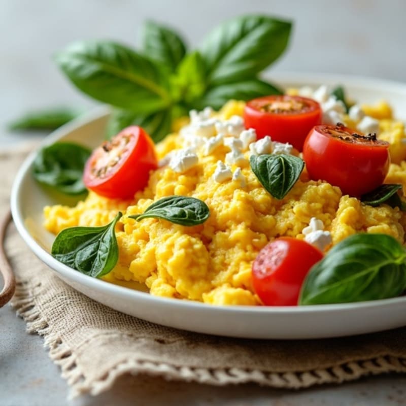 Fluffy Mediterranean Herb Scrambled Eggs with Feta