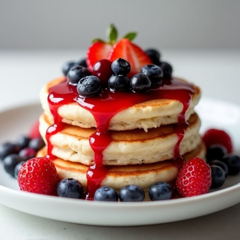 Fluffy Protein Pancakes with Berry Compote