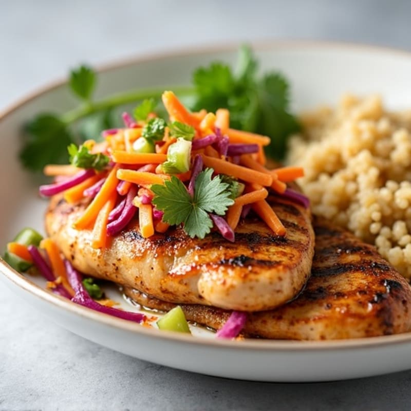 Grilled Chicken Breast with Crunchy Cabbage Slaw