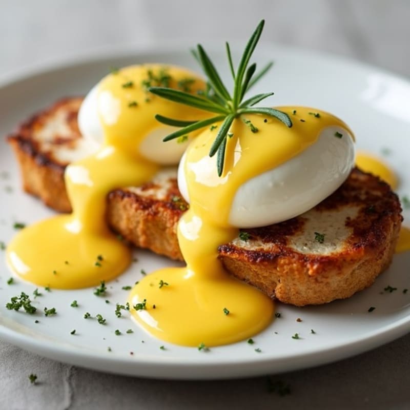 Poached Eggs with Herb-Roasted Turkey and Hollandaise