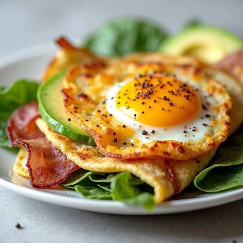 Egg White Spinach Omelette with Turkey Bacon