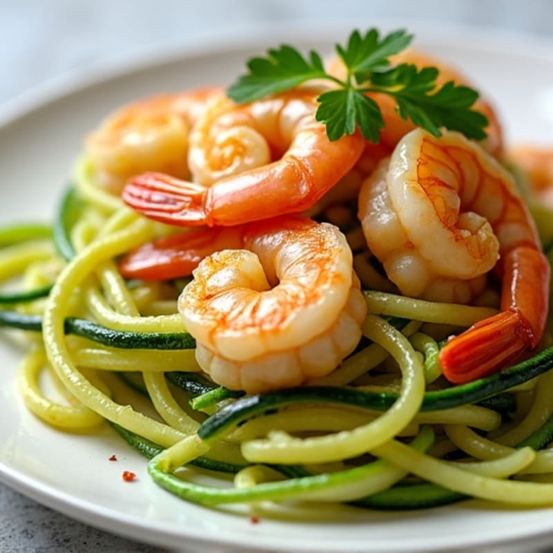 Healthy Lemon Garlic Shrimp Scampi with Zucchini Noodles