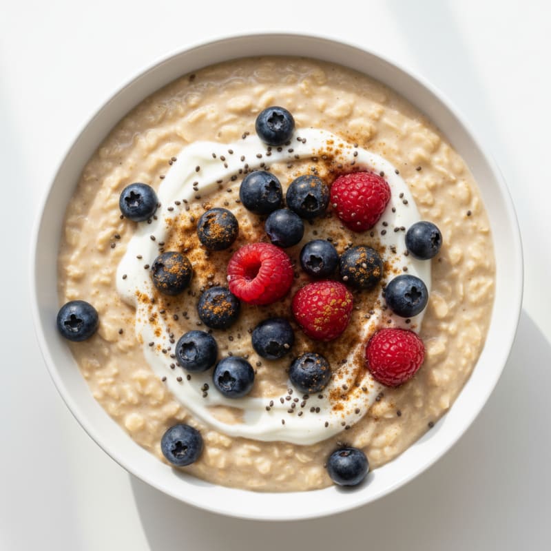 Creamy Vanilla Protein Oats with Berries